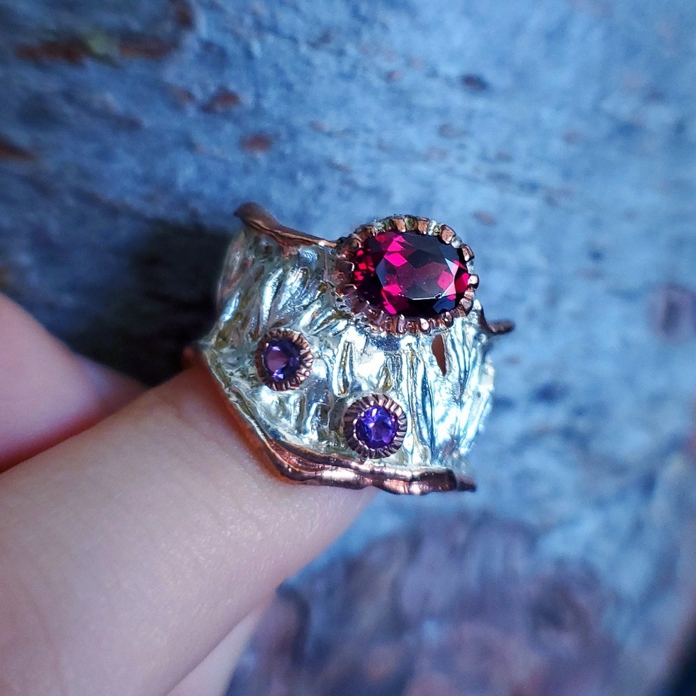 Garnet ring from ashes2ashesalchemy on etsy
